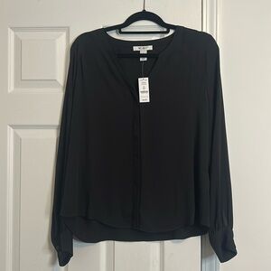 NWT White House Black Market Large Black long sleeve blouse (LS soft shirt)